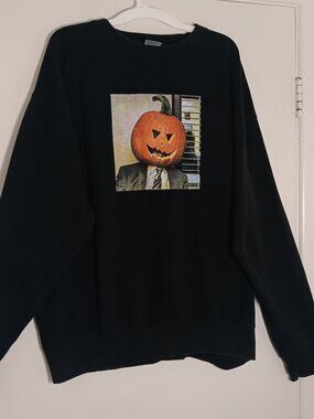 The office Dwight Schrute pumpkin head Halloween sweatshirt black unisex 2XL